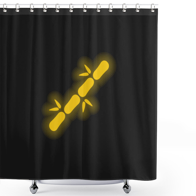 Personality  Bamboo Stick Yellow Glowing Neon Icon Shower Curtains