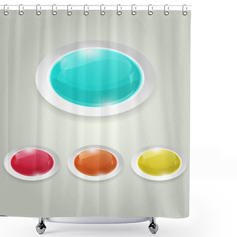 Personality  Vector Glossy Buttons Vector Illustration  Shower Curtains