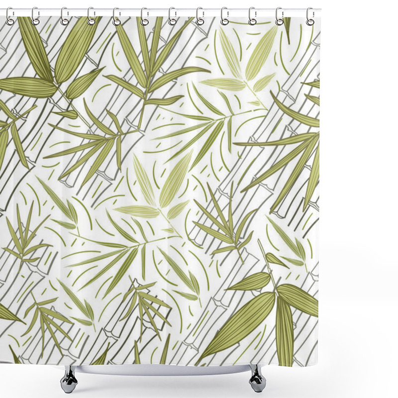 Personality  Bamboo Seamless Pattern. Fashion Trend Print. Leaves And Stems Of Bamboo. Tropical Plants. Shower Curtains