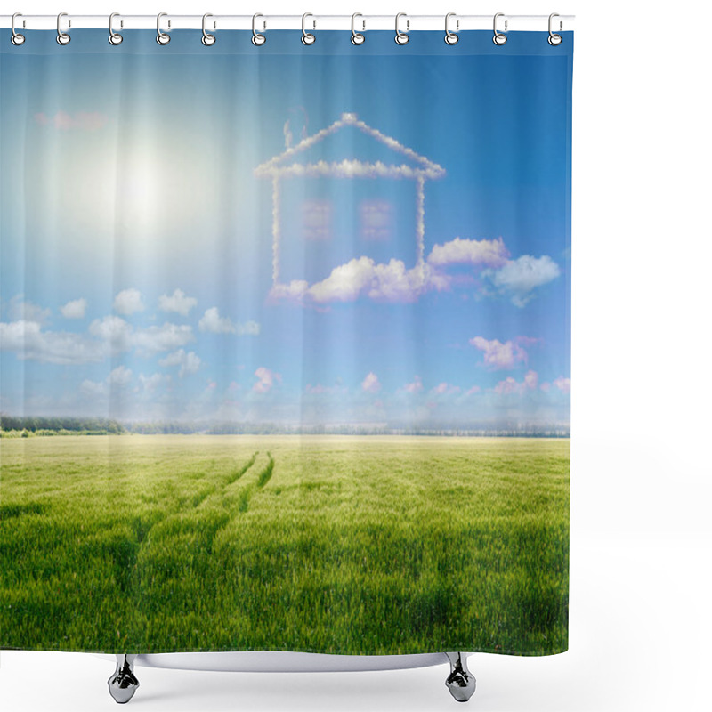 Personality  Green Field And Blue Sky  Shower Curtains