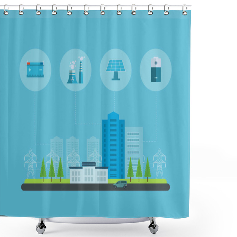 Personality  Power Energy, Urban Landscape Concept Shower Curtains