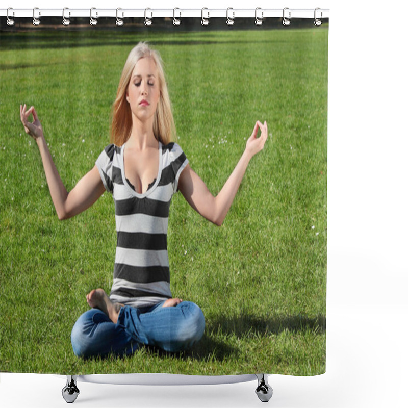 Personality  A Girl Meditating Shower Curtains