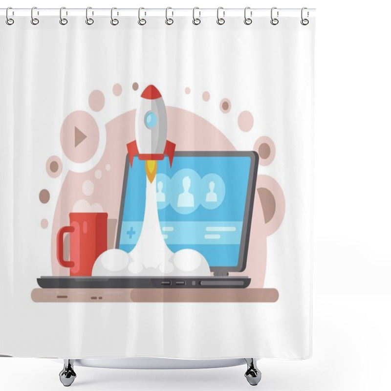 Personality  Background For Startup. Flat Vector Illustration On White Shower Curtains