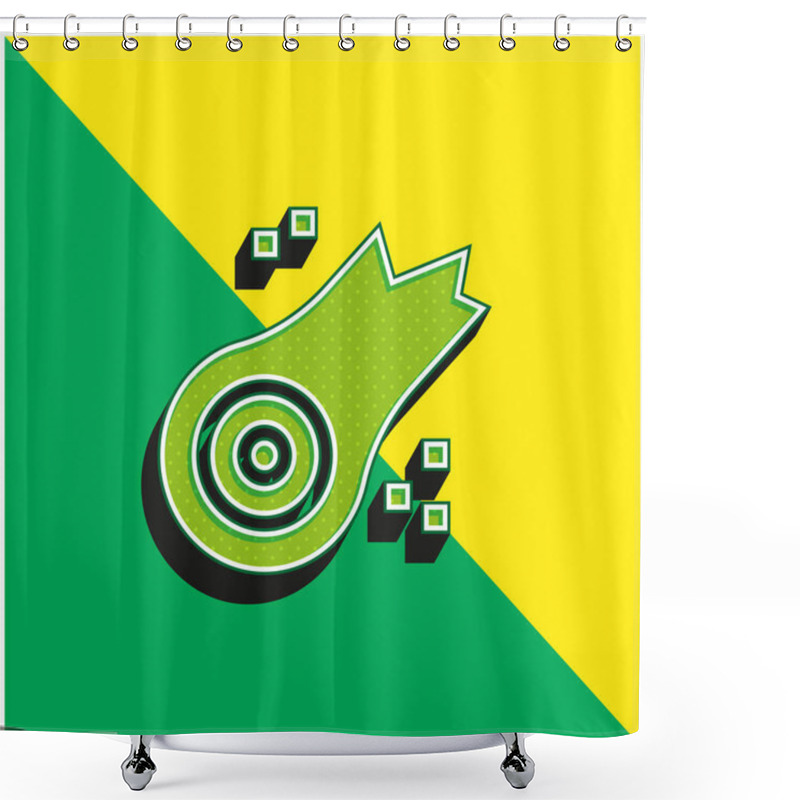 Personality  Asteroid Green And Yellow Modern 3d Vector Icon Logo Shower Curtains