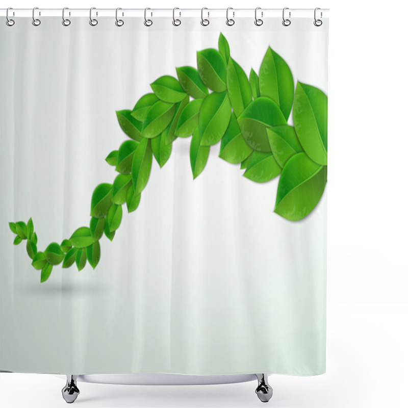 Personality  Green Leaves On A White Background Shower Curtains