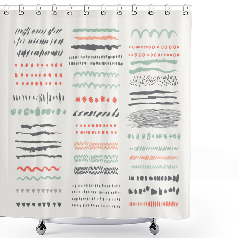 Personality  Hand Drawn Vector Line Borders And Dividers Collection Shower Curtains