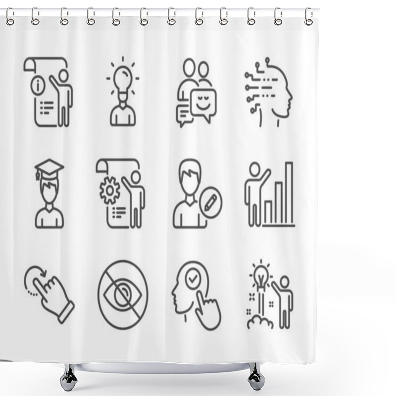 Personality  Set Of People Icons, Such As Student, Artificial Intelligence, Graph Chart. Vector Shower Curtains