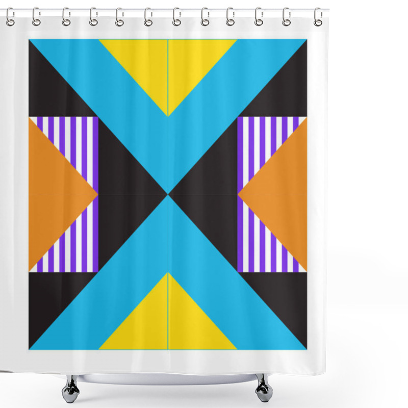 Personality  Trendy Geometric Kaleidoscope Elements Memphis Greeting Cards Design. Retro Style Texture, Pattern And Elements. Modern Abstract Design Poster And Cover Template Shower Curtains