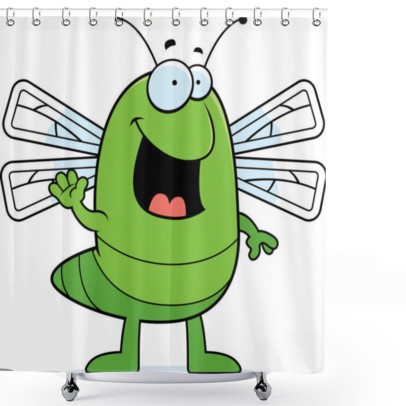 Personality  Cartoon Dragonfly Waving Shower Curtains