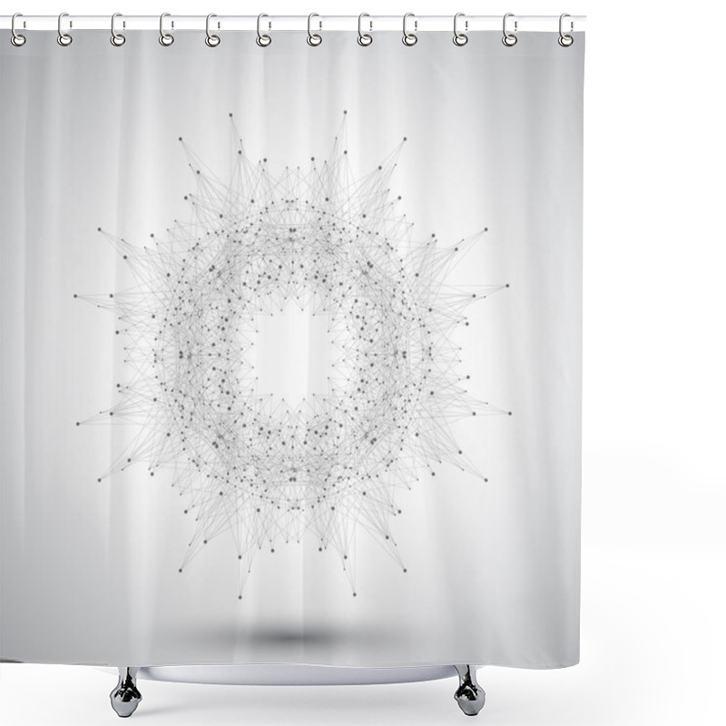 Personality  Geometric Abstract Form With Connected Lines And Dots.  Vector Illustration Shower Curtains