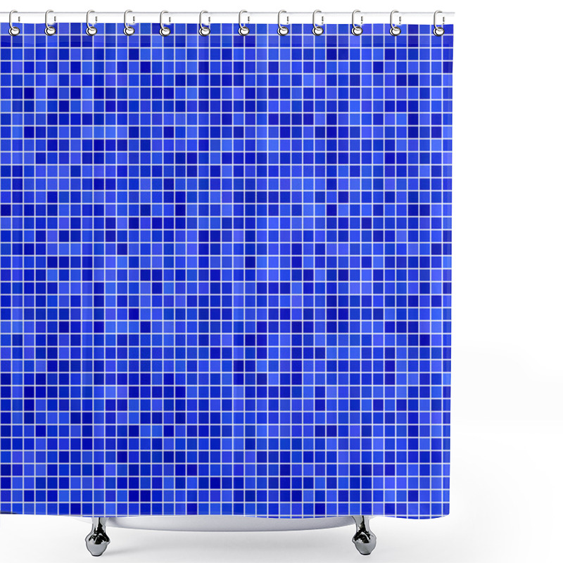 Personality  Blue Pixel Mosaic Background Shower Curtains