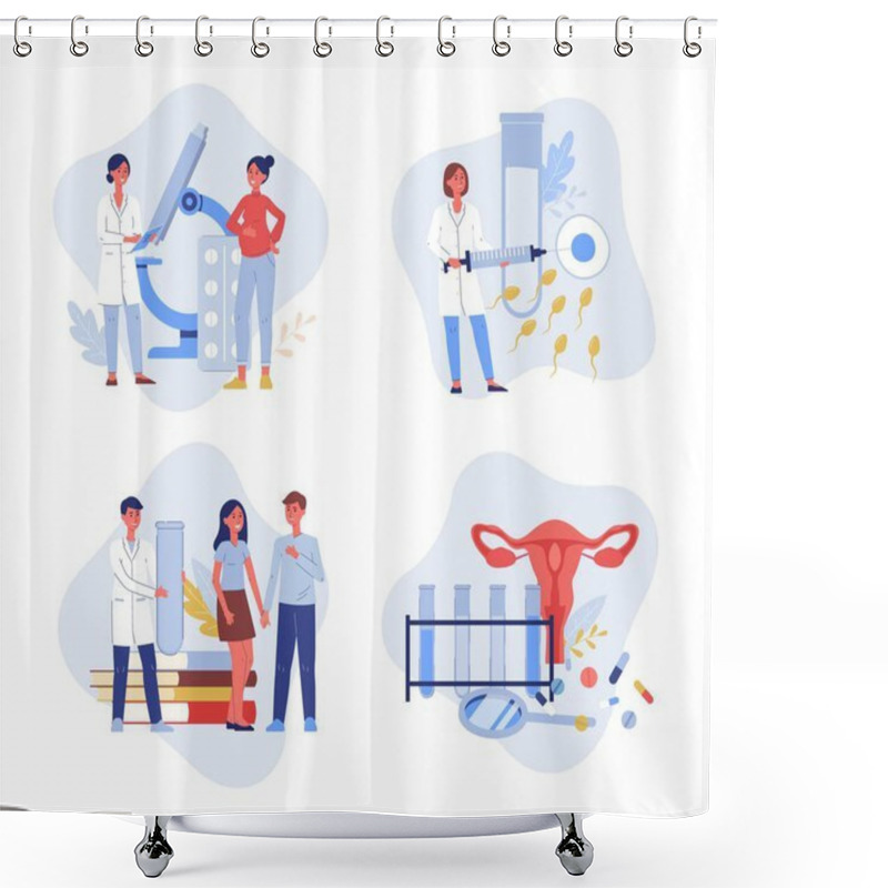 Personality  Fertility Treatment And Consultations, Flat Cartoon Vector Illustration Shower Curtains