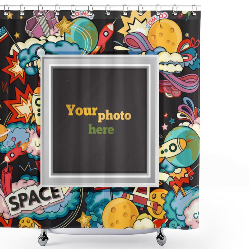 Personality  Vector Space Photo Frame Shower Curtains