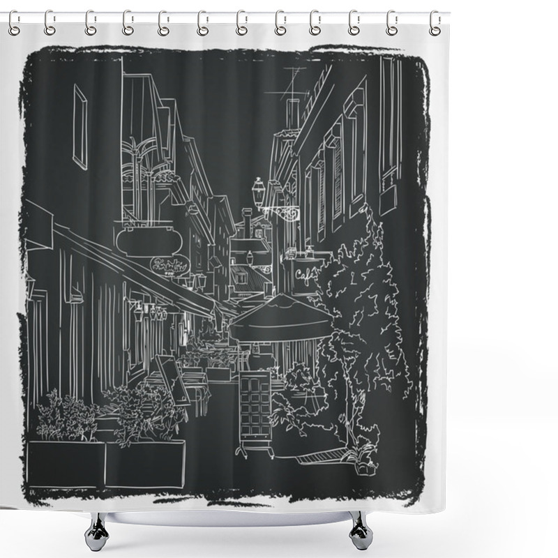 Personality  Lisbon Street Drawn In Sketch Style Shower Curtains