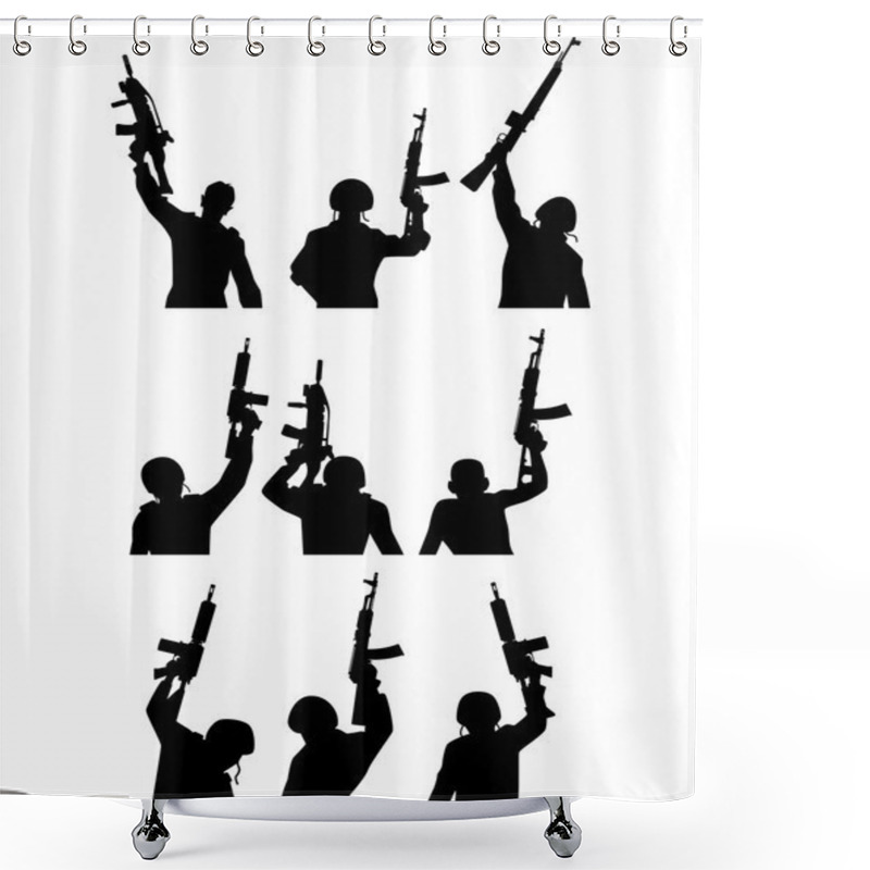 Personality  Soldiers With Guns Silhouettes Shower Curtains