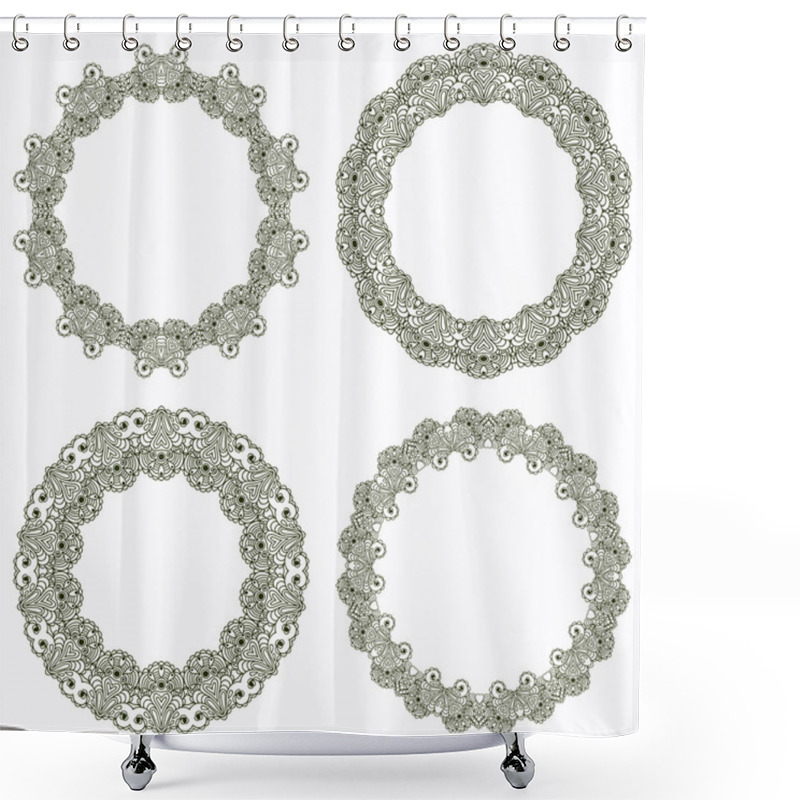 Personality  Set Of Lace Frame Shower Curtains