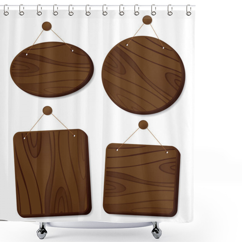 Personality  Wooden Boards On A Cord. Shower Curtains