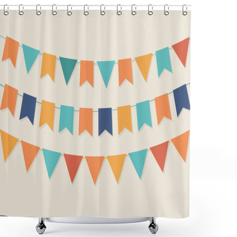 Personality  Vector Party Flags In Pastel Palette Shower Curtains