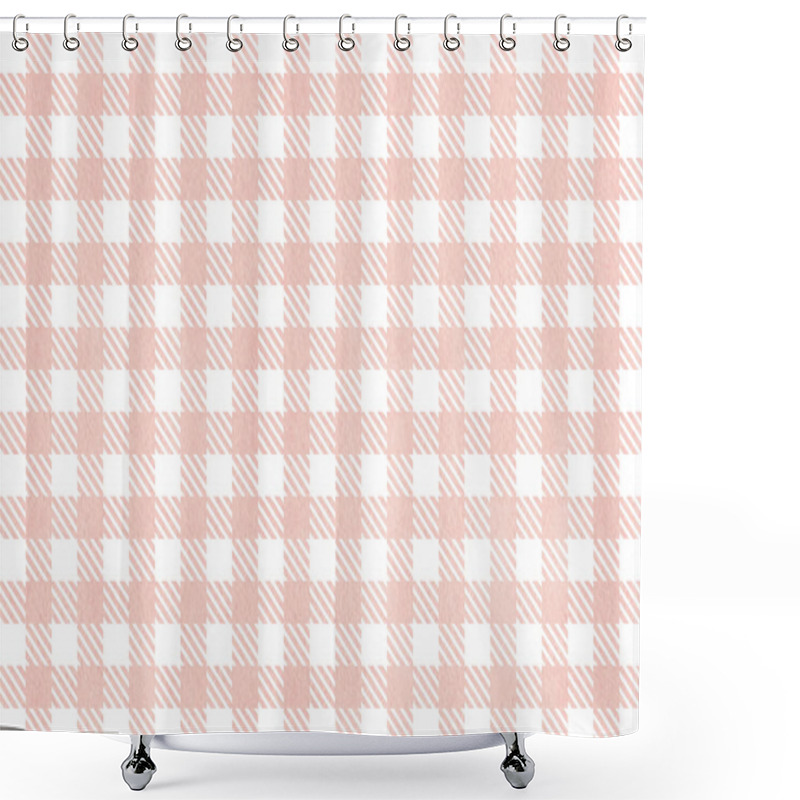 Personality  Pink Checked Texture.  Shower Curtains