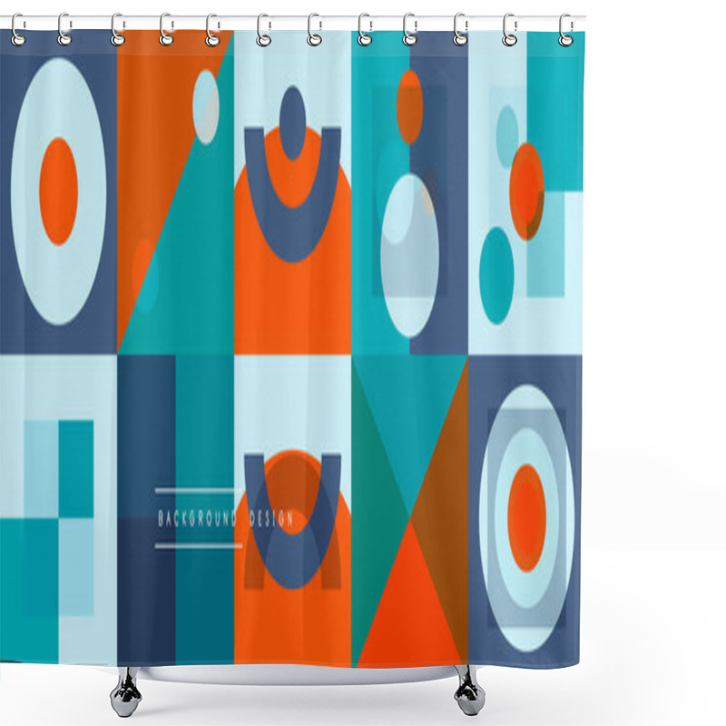 Personality  Neo Memphis Geometric Pattern With Circles, Squares And Lines. Pop Art Abstract Background For Covers, Banners, Flyers And Posters And Other Templates Shower Curtains