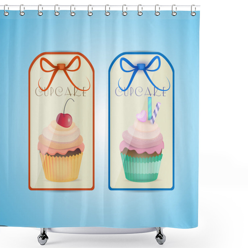 Personality  Cupcake Labels, Vector Design Shower Curtains