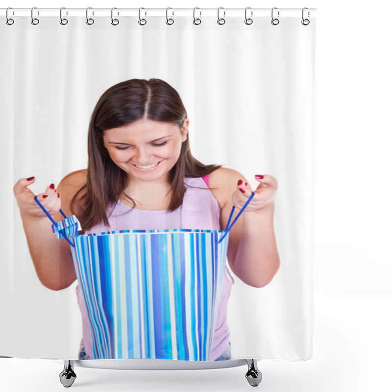 Personality  Looking Into Shopping Bag Shower Curtains