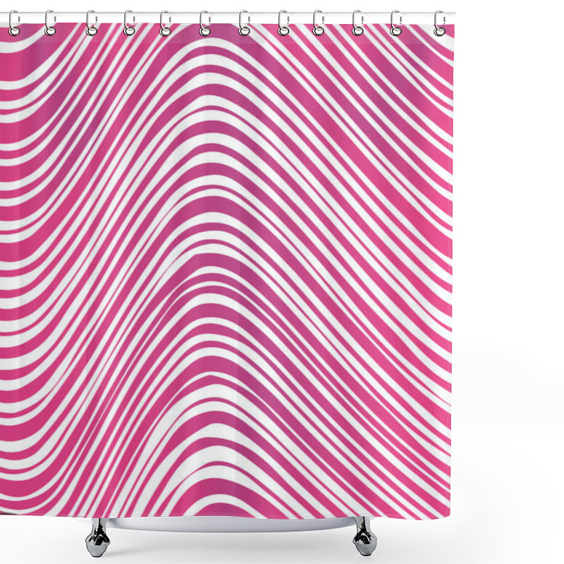 Personality  Wavy Pattern Poster. Repeating Design Element For Printing On Fabric. Purple Psychedelic Wallpaper And Ornament. Template For Retro Brochure Or Leaflet. Flat Vector Illustration Shower Curtains