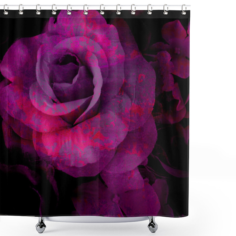 Personality  Cracked Flower, Old Rose, Art Dark Tone. Shower Curtains