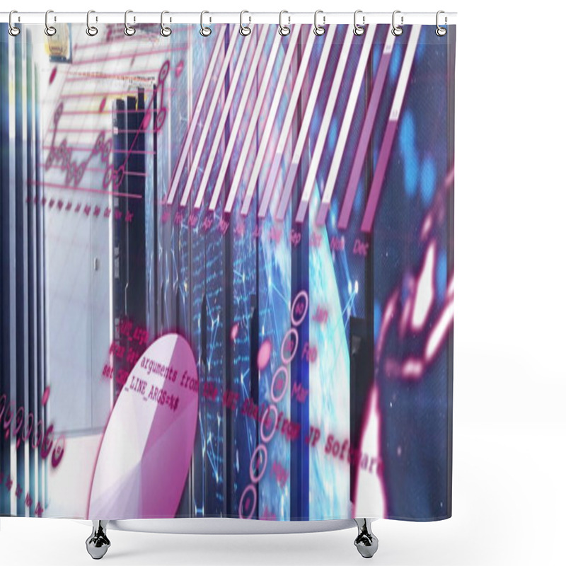 Personality  Image Of Digital Data Processing Over Computer Servers. Global Connections, Computing And Data Processing Concept Digitally Generated Image. Shower Curtains