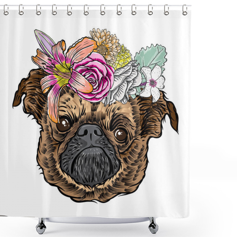 Personality  Small Cute Pug Puppy  Shower Curtains