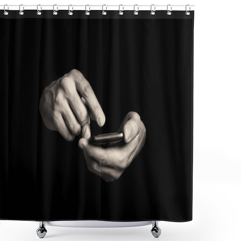 Personality  Man Using Smartphone Shower Curtains