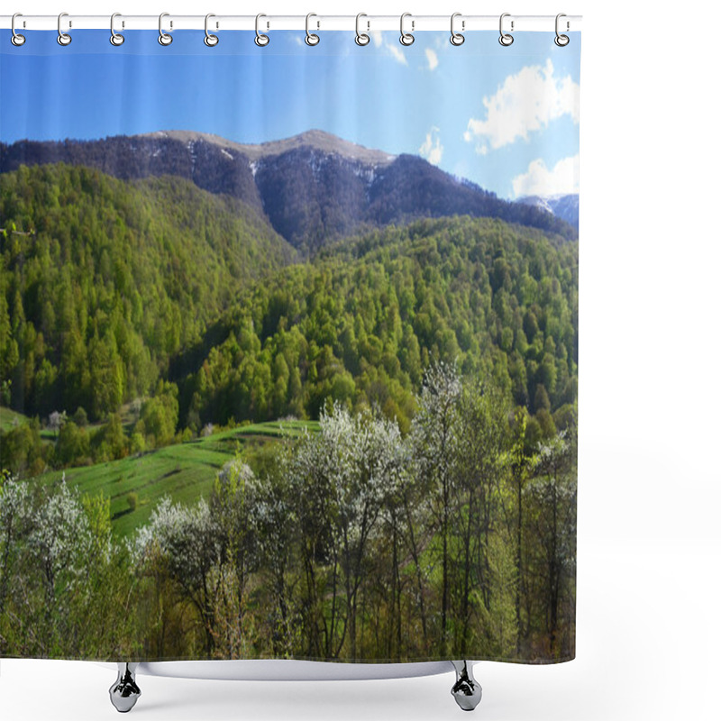 Personality  Mountains And Forest In The Spring Shower Curtains