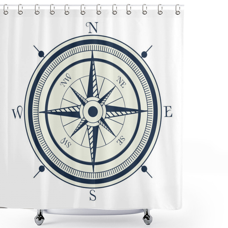 Personality  Compass Nautical Gray Element Icon Shower Curtains