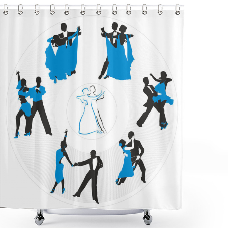 Personality  Couples Dancing On The Background Of A Circular Plate Shower Curtains