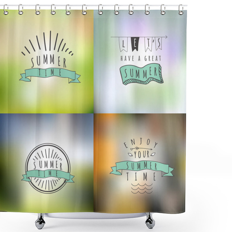 Personality  Set Of Summer Emblems Shower Curtains