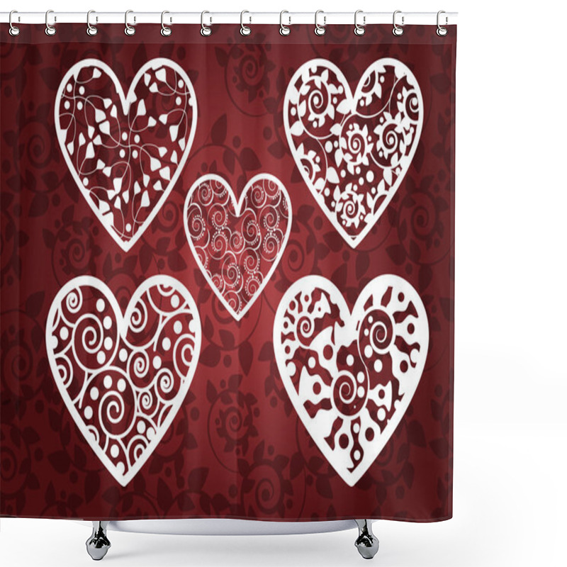 Personality  Vector Background With Hearts. Shower Curtains