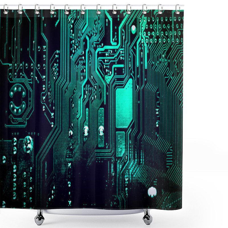 Personality  Circuit Board. Electronic Computer Hardware Technology. Motherboard Digital Chip. Tech Science Background. Integrated Communication Processor. Information Engineering Component. Shower Curtains