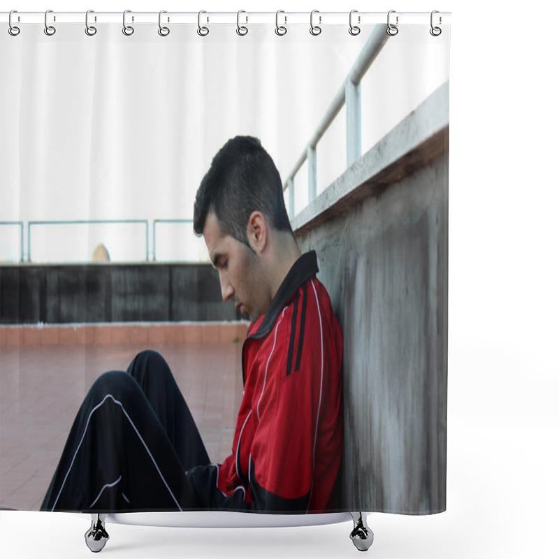 Personality  Downcast Young Guy Shower Curtains