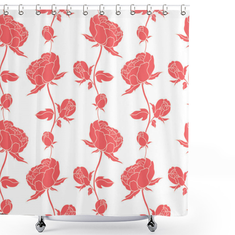 Personality  Seamless Floral Pattern With Peonies Shower Curtains