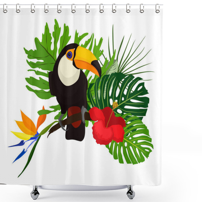 Personality  Toucan On A Floral Background Shower Curtains