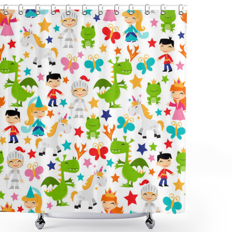 Personality  Retro Magical Fairytale Kingdom Seamless Pattern Background Shower Curtains