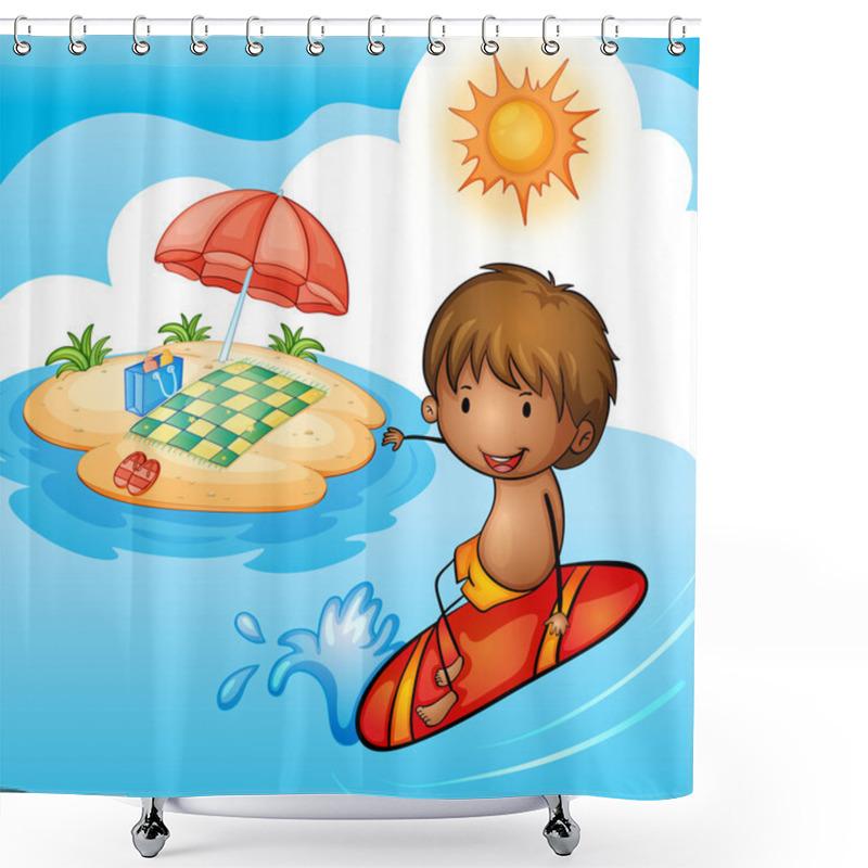 Personality  A Surfing Boy Shower Curtains