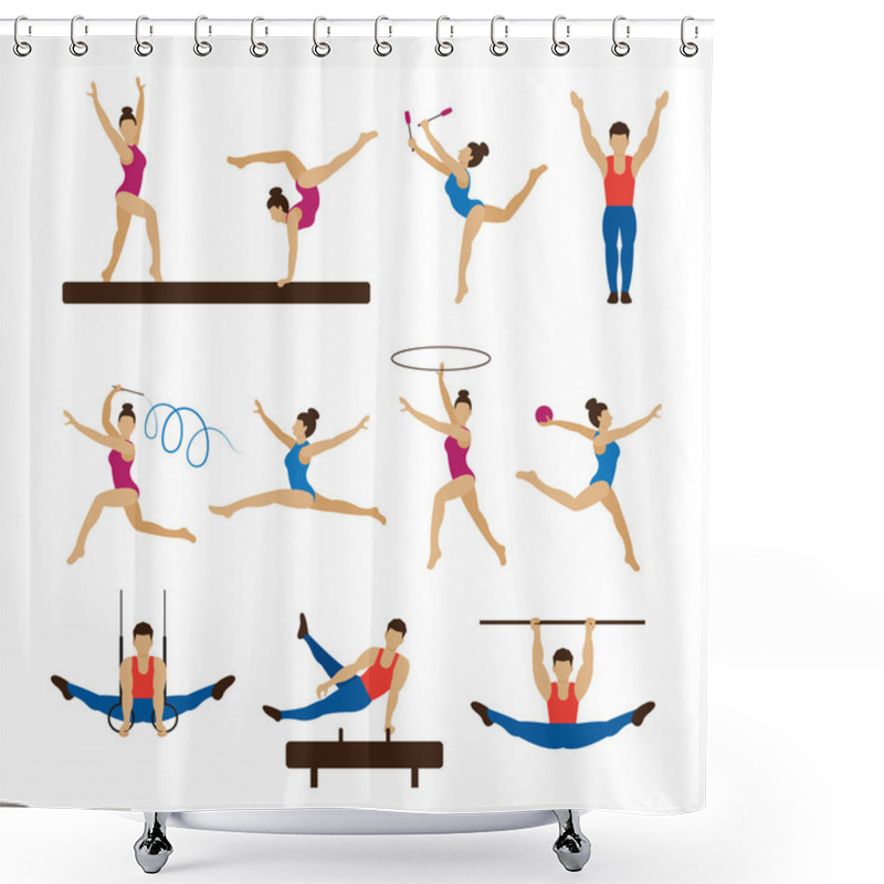 Personality  Gymnastics Athletes, Men And Women Set Shower Curtains