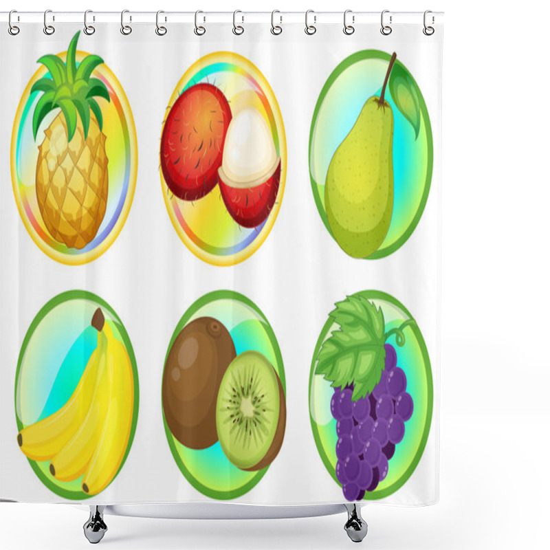 Personality  Fresh Fruits On Round Badges Shower Curtains