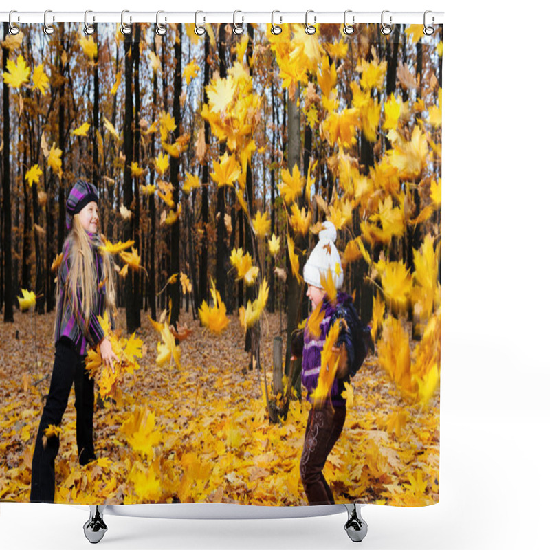 Personality  Children In Autumn Forest Shower Curtains