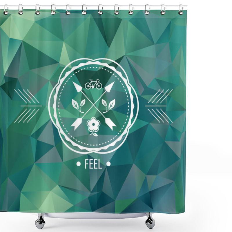 Personality  Green Backdrop And Badge With Cycle, Leaves Shower Curtains