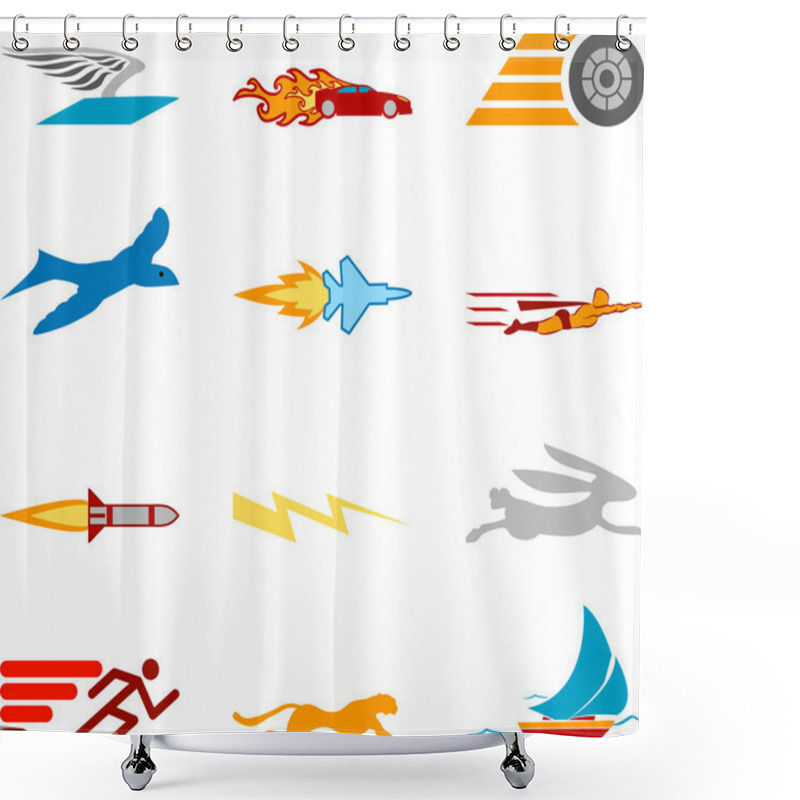 Personality  Conceptual Icon Set Speedy And Efficient Shower Curtains