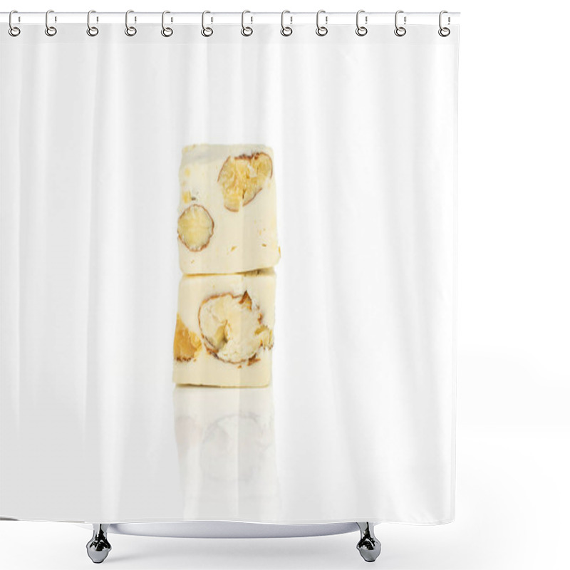 Personality  White Nougat Candy Isolated On White Shower Curtains