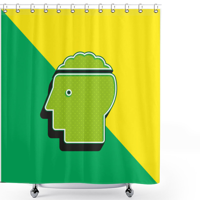 Personality  Brain Green And Yellow Modern 3d Vector Icon Logo Shower Curtains