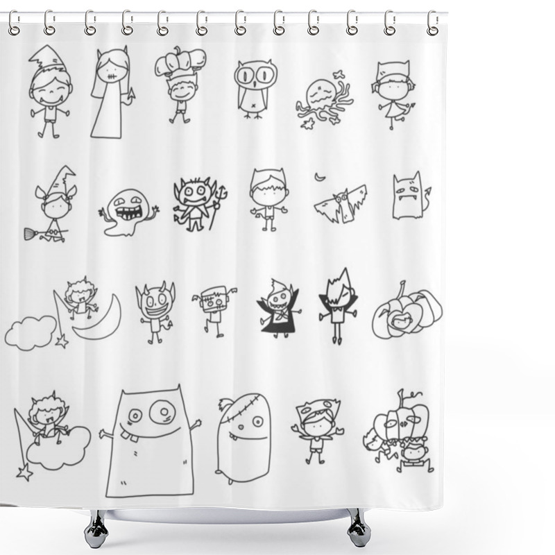 Personality  Sketch Halloween Cartoon Shower Curtains